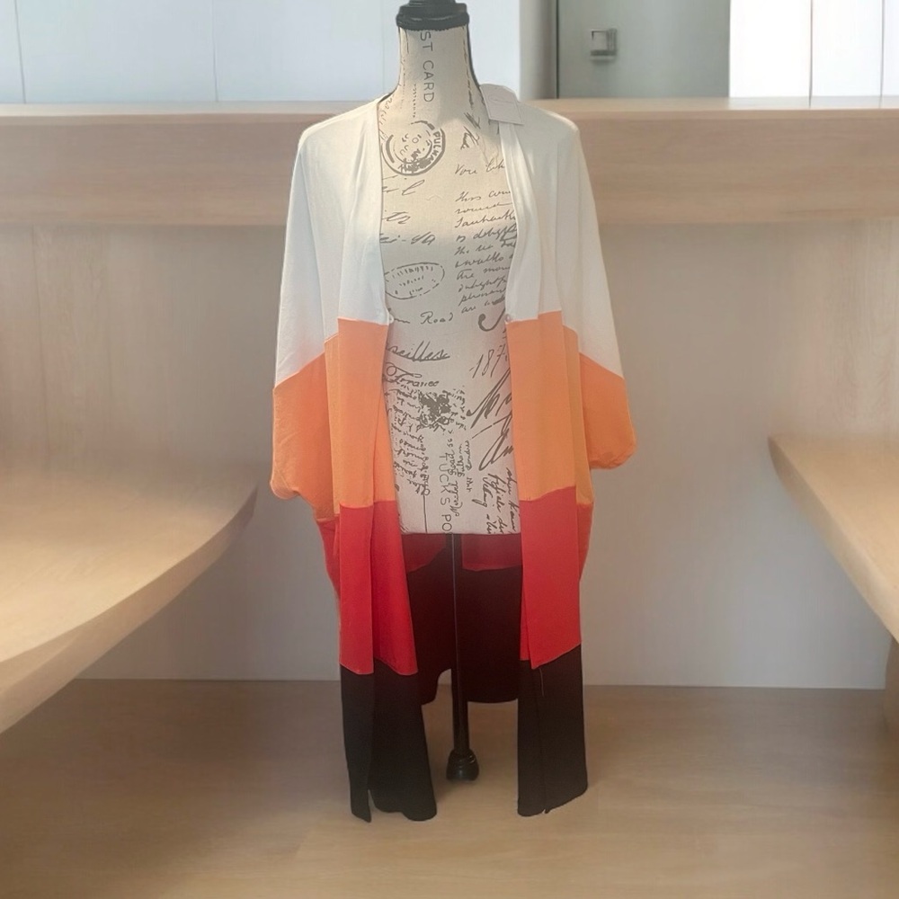 Culture Code Women’s Color Block Short Sleeve oversized kimono plus Size 1X